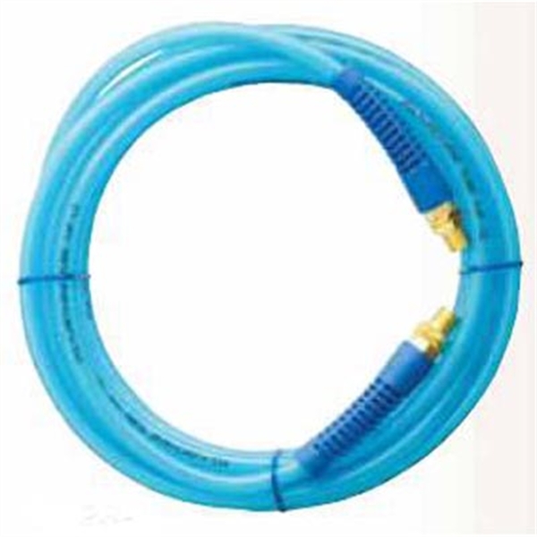 Milton Industries Polyurethane Flex Air Hose, 3/8" I.D., 25 Feet, 200 PSI, 1/4" NPT Swivel Male Ends, Light Blue 1624-1